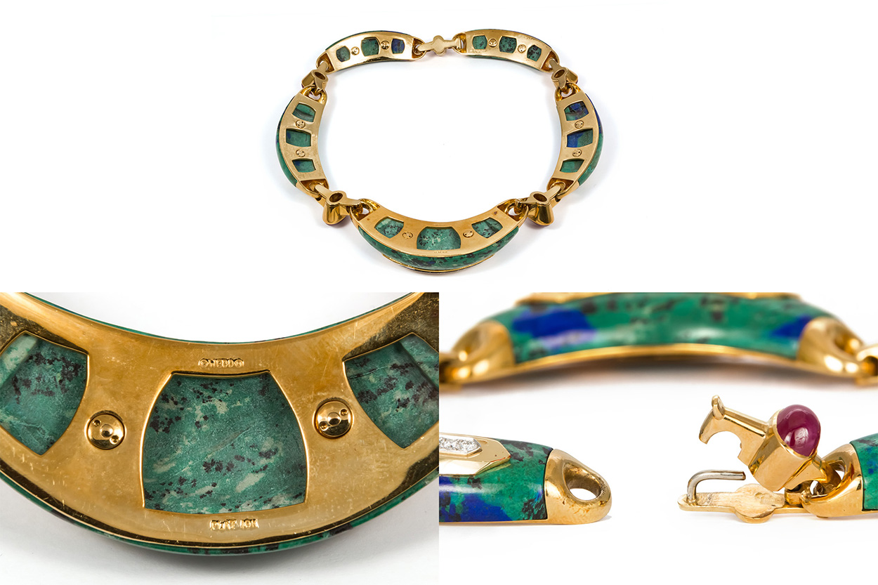 David Webb Vintage 18k Gold, Platinum, Azurite, Ruby & Diamond Jewelry ...