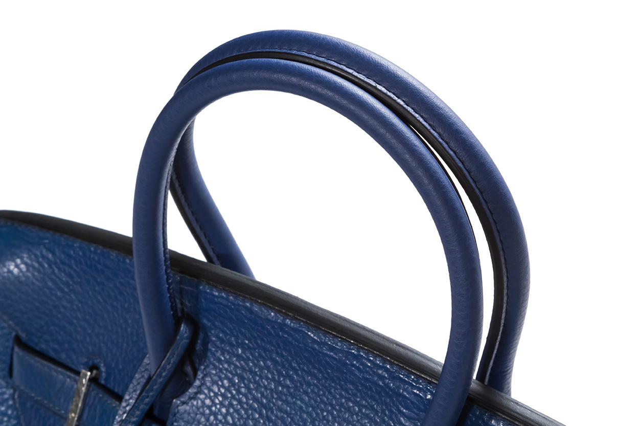 Hermès - Authenticated Berline Handbag - Leather Blue Plain for Women, Very Good Condition