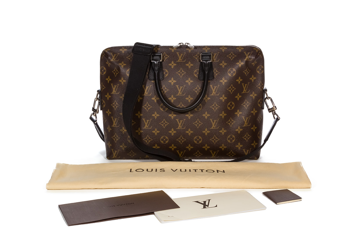 Louis Vuitton Briefcase Porte-Documents Voyage Monogram Macassar PM  Black/Brown in Coated Canvas/Leather with Silver-tone - US