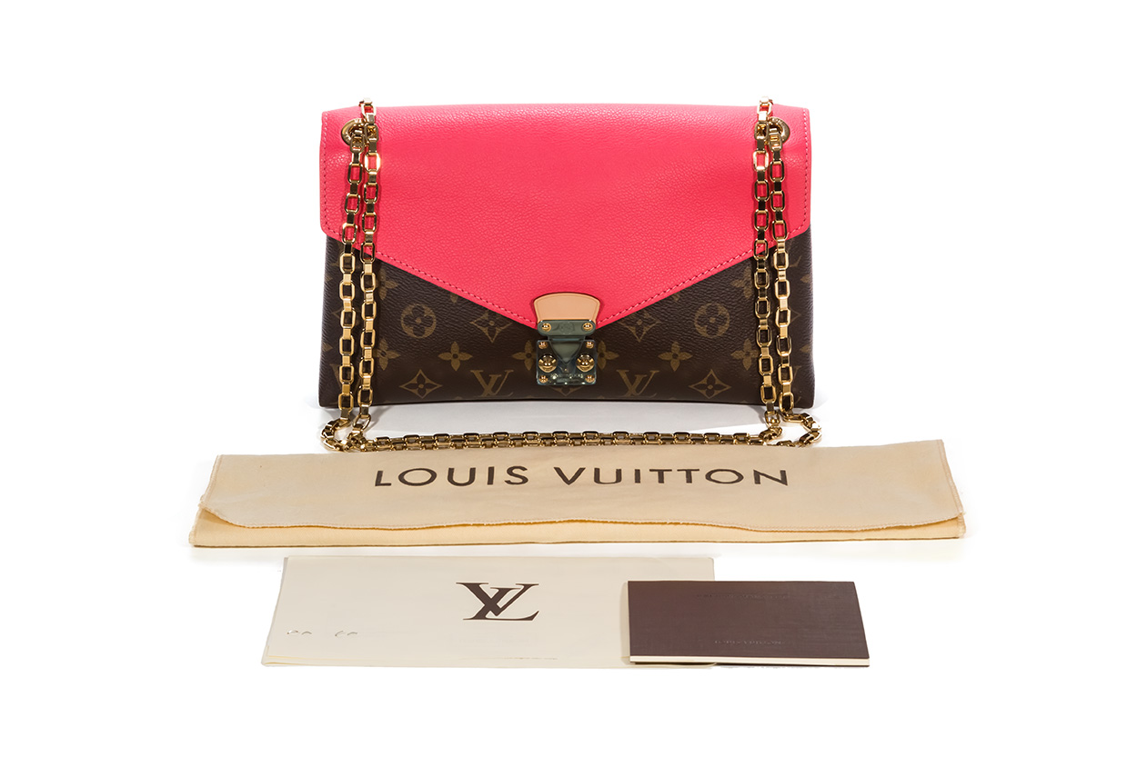 Louis Vuitton Litchi Monogram Canvas Pallas Chain Bag Louis Vuitton