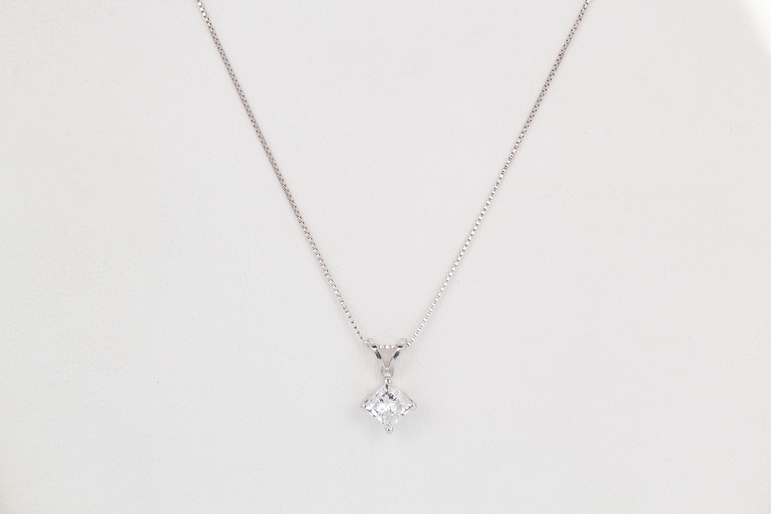 GIA Certified 14k E/VVS2 White Gold & Princess Diamond Pendant Necklace ...