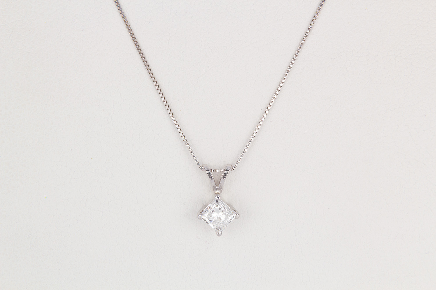 GIA Certified 14k E/VVS2 White Gold & Princess Diamond Pendant Necklace ...