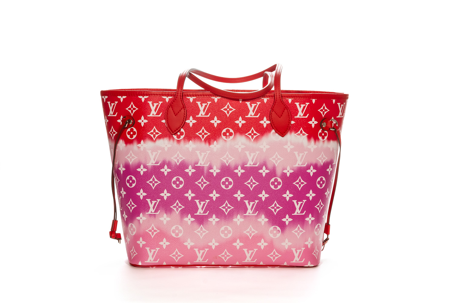 LOUIS VUITTON Escale Neverfull MM Tote Bag Pouch M45127 Red Pink Purse Auth  New
