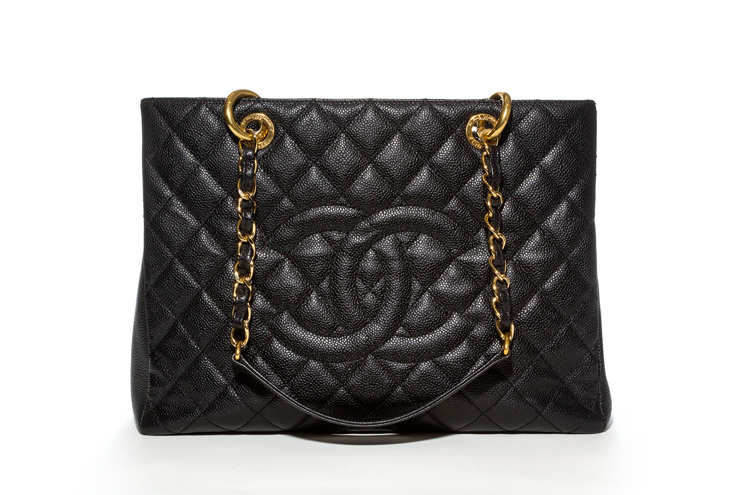 CHANEL Quilted Caviar Grand Shopping Tote GST Black & Gold - Ideal