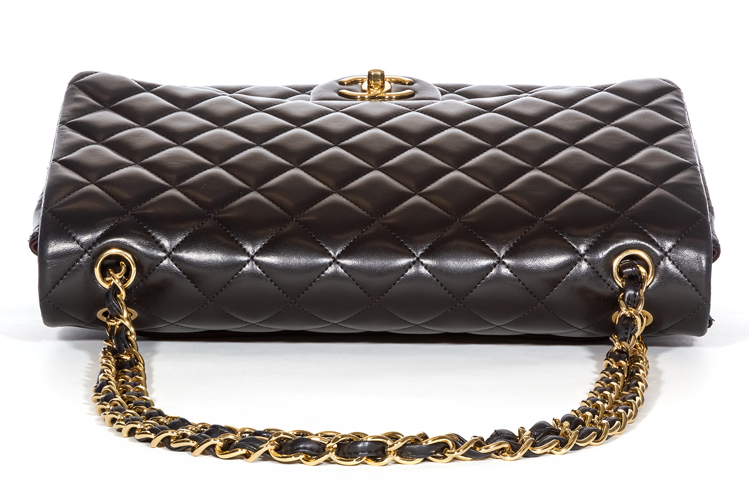 Chanel Vintage Classic Double Flap Quilted Lambskin Gold-tone Medium Black  - US