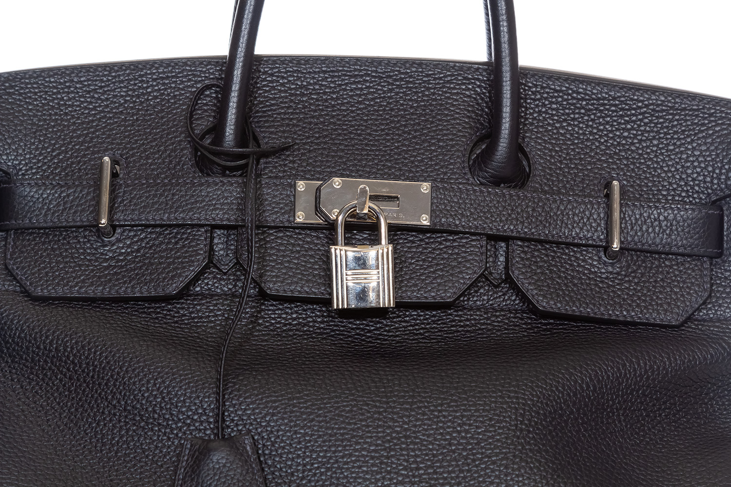 Hermes HAC Haut a Courroies Birkin Bag 40CM Taurillon Clemence Leather  Palladium Hardware, CK89 Noir