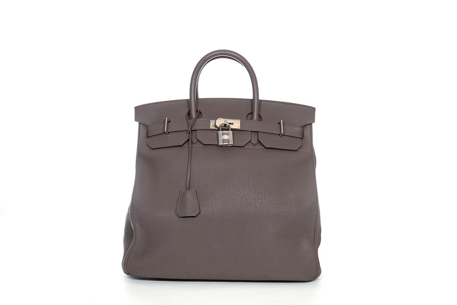 Hermès 40cm Fauve Barenia Leather & Toile HAC Birkin Bag with Gold