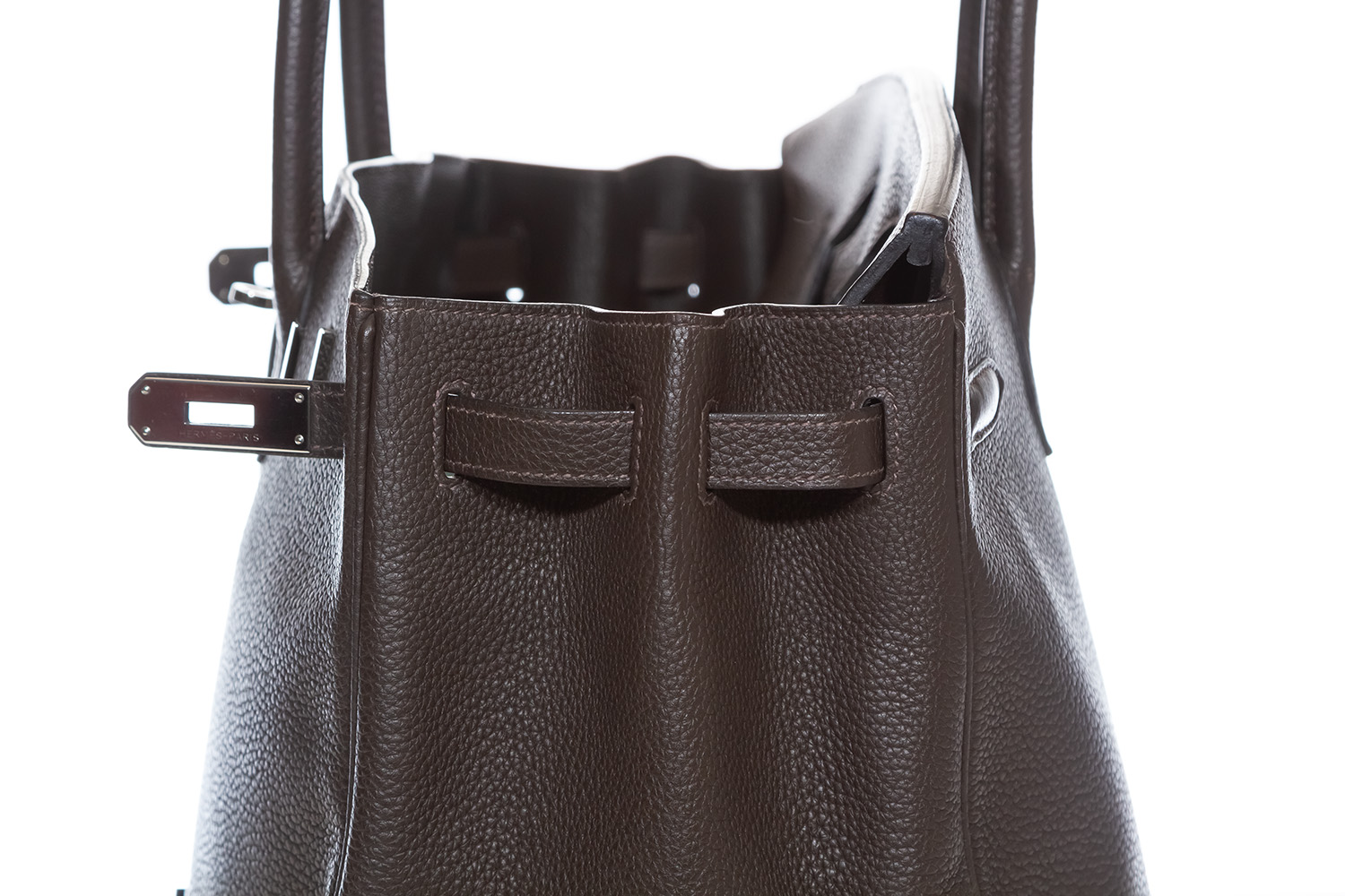 Hermes Birkin 40 Handbag Chocolate Brown Clemence Leather Palladium Hardware