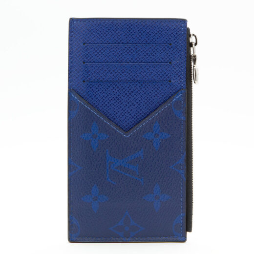 Louis Vuitton LV Coin card holder zipped new Blue Leather ref