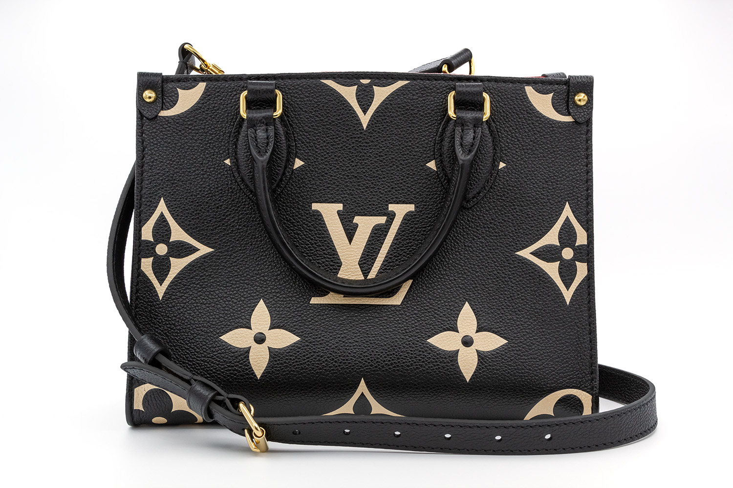 Louis Vuitton Onthego PM Black/Beige  Leather handbags, Women handbags,  Handbag